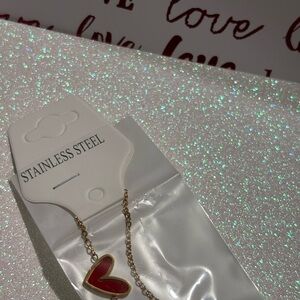 New ❤️ Gold Bracelet with Red Heart Charm